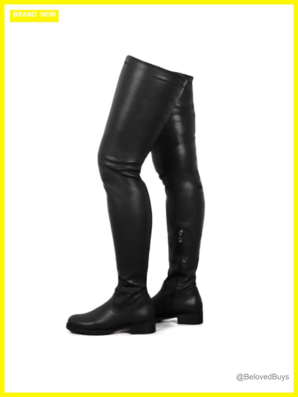 Womens Over Knee High Boots Round Toe Low Chunky Heel Vegan Suede Faux Fur